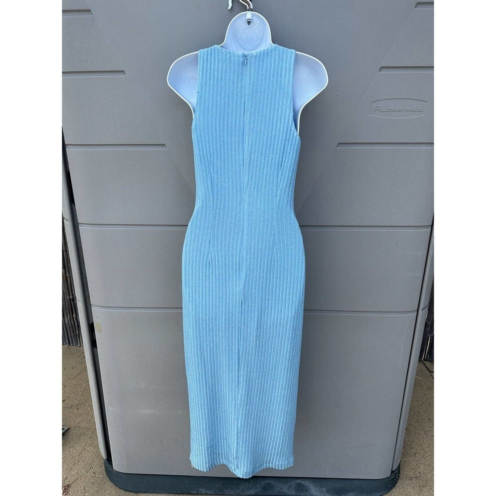 Monique Lhuillier Women's Crossover cutout metallic ribbed-knit midi dress Sz 6 - Picture 11 of 16